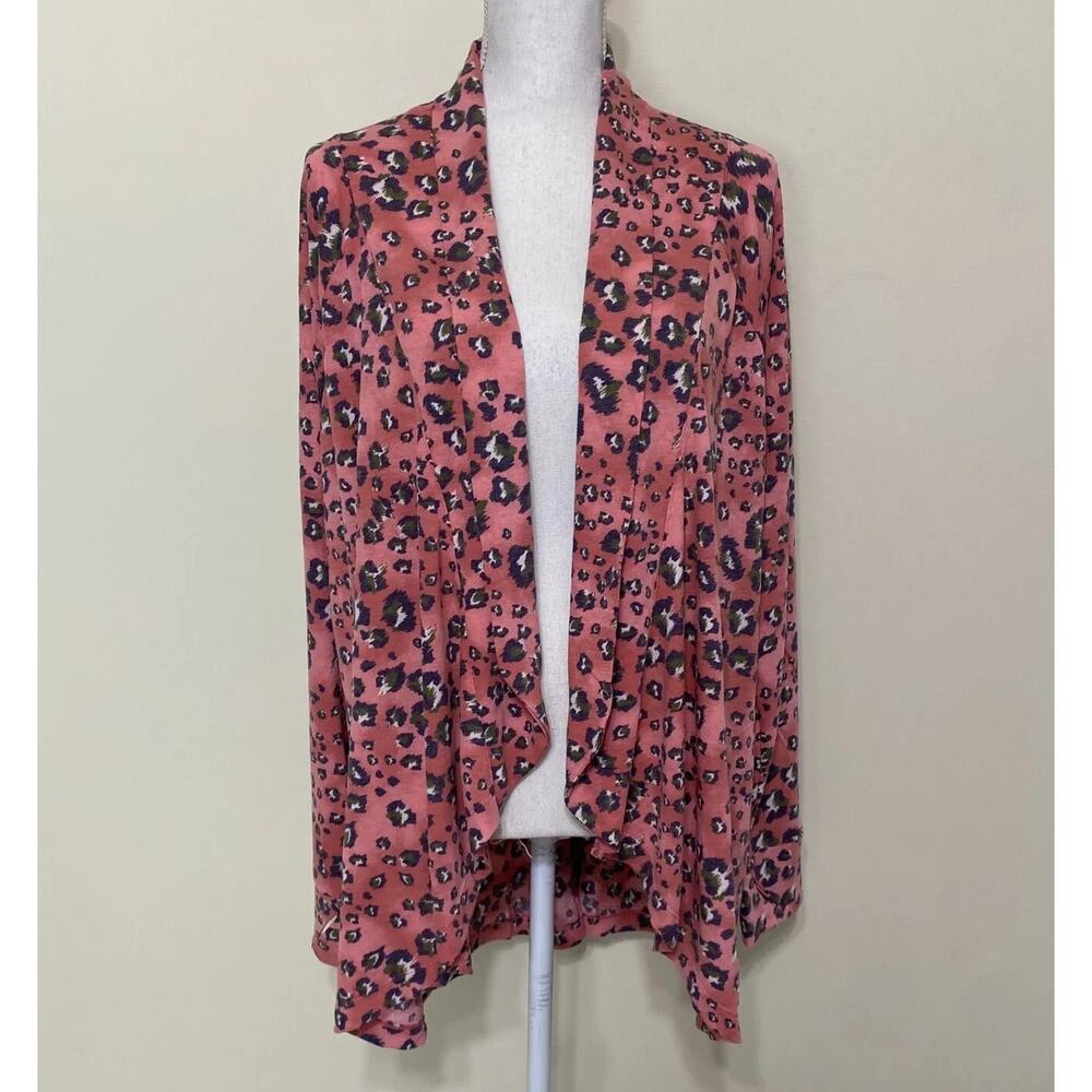 Comfort Code Hi-Low Shawl Collar Wrap Fuzzy Animal Desert Rose Pink, Size‎ 1X